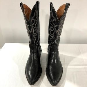 VINTAGE BLACK MADE IN USA DISTRESSED NOCONA LIZARD